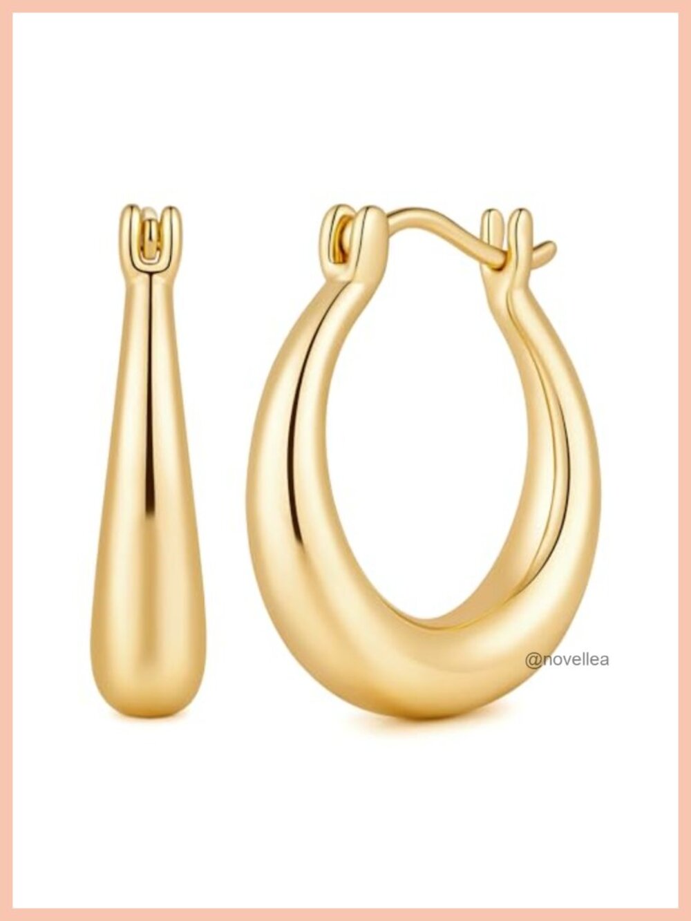 Chunky 14k Gold Plated U-Shaped Hoop Earrings for Women 25mm